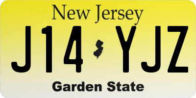 NJ license plate J14YJZ