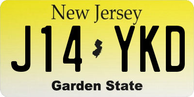 NJ license plate J14YKD