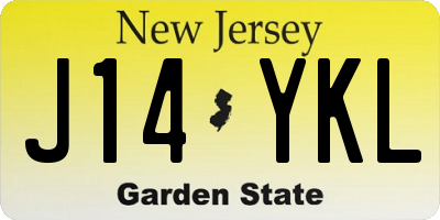 NJ license plate J14YKL