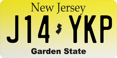 NJ license plate J14YKP