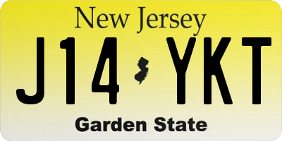 NJ license plate J14YKT