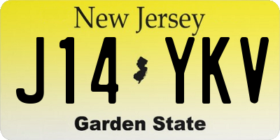 NJ license plate J14YKV