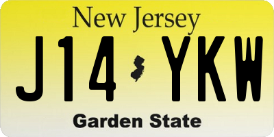NJ license plate J14YKW