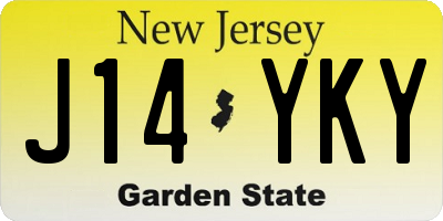 NJ license plate J14YKY
