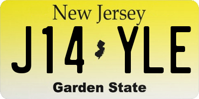 NJ license plate J14YLE
