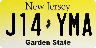 NJ license plate J14YMA