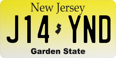 NJ license plate J14YND