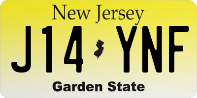 NJ license plate J14YNF