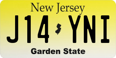 NJ license plate J14YNI