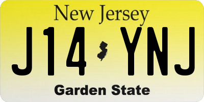 NJ license plate J14YNJ