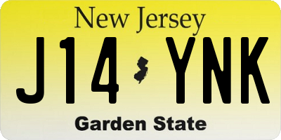 NJ license plate J14YNK