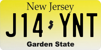 NJ license plate J14YNT