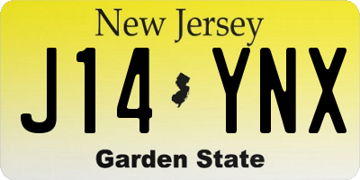 NJ license plate J14YNX