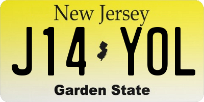 NJ license plate J14YOL
