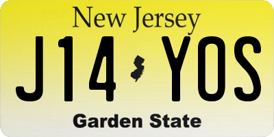 NJ license plate J14YOS