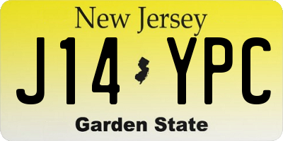 NJ license plate J14YPC