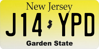 NJ license plate J14YPD