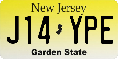 NJ license plate J14YPE