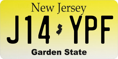 NJ license plate J14YPF