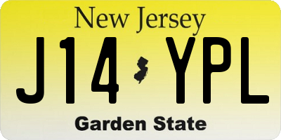 NJ license plate J14YPL