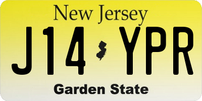 NJ license plate J14YPR