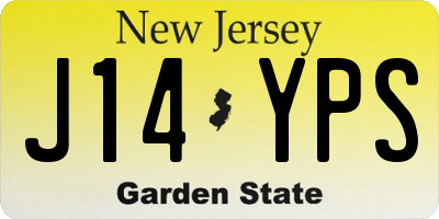 NJ license plate J14YPS