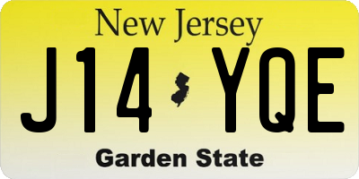 NJ license plate J14YQE
