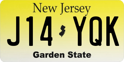 NJ license plate J14YQK