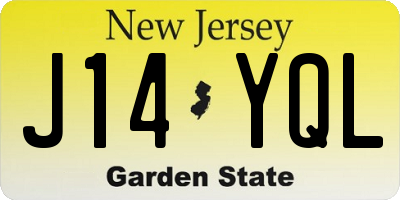 NJ license plate J14YQL