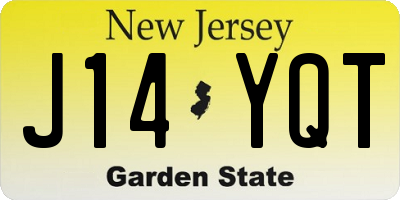 NJ license plate J14YQT