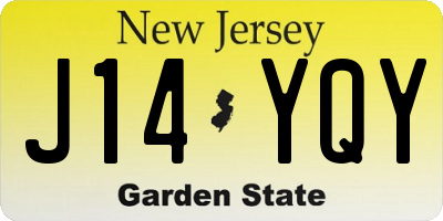 NJ license plate J14YQY