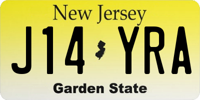 NJ license plate J14YRA