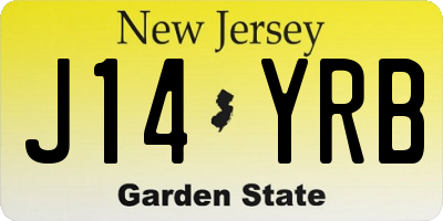 NJ license plate J14YRB