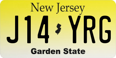 NJ license plate J14YRG