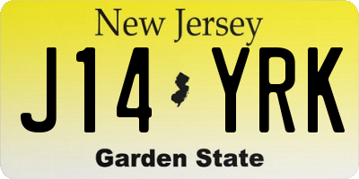 NJ license plate J14YRK