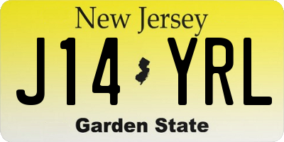 NJ license plate J14YRL