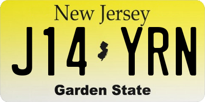 NJ license plate J14YRN