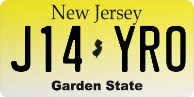 NJ license plate J14YRO