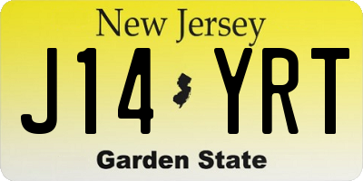 NJ license plate J14YRT
