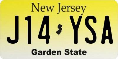 NJ license plate J14YSA