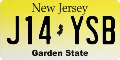 NJ license plate J14YSB