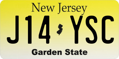 NJ license plate J14YSC