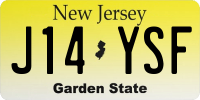 NJ license plate J14YSF