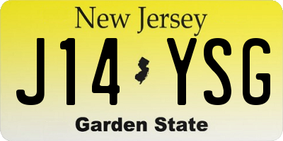 NJ license plate J14YSG