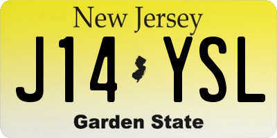 NJ license plate J14YSL