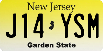 NJ license plate J14YSM