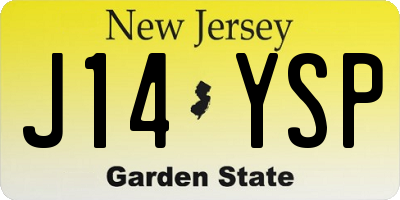 NJ license plate J14YSP