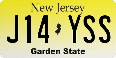 NJ license plate J14YSS