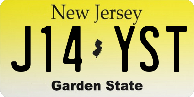 NJ license plate J14YST