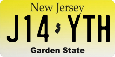 NJ license plate J14YTH